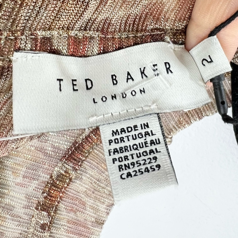 NWT Ted Baker London DEBBIX printed long sleeve sheer brown floral dress US 6 - Picture 16 of 17